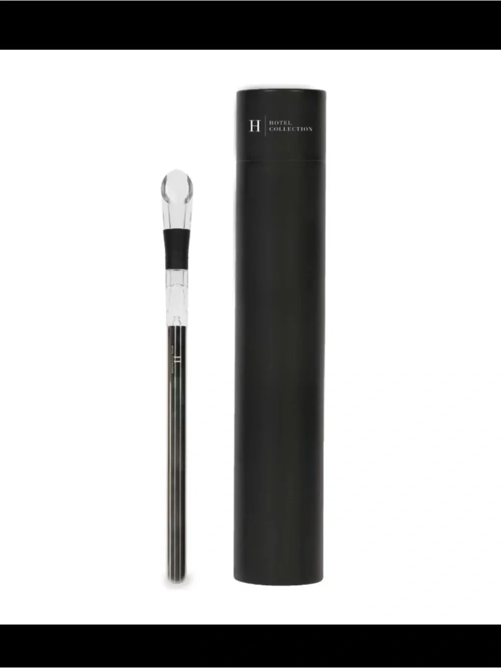 Hotel Collection Black and Clear Wine Aerator and Chiller with Cylindrical Case